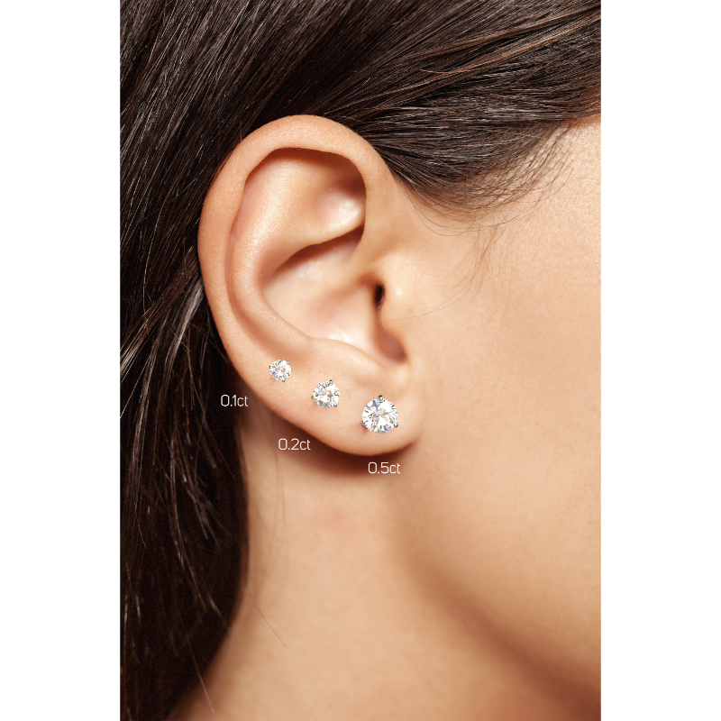 Diamond Earrings 2.5 CTW Studs D-F/VS In 18K White Gold - SCREW
